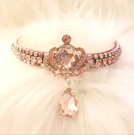 Pink & White Diamond Encrusted Dog Collar